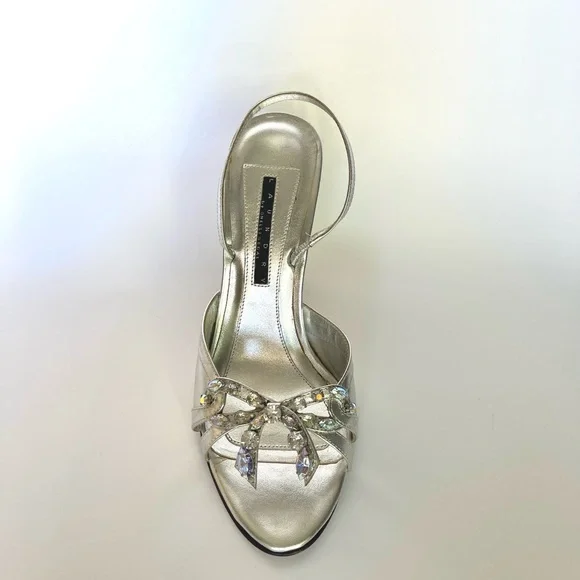 Silver sandals with rhinestones